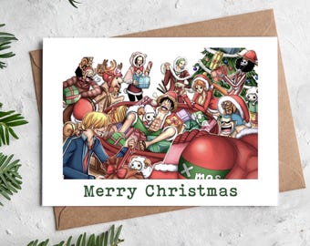 One Piece Inspired Christmas Card 5x7 Inch Personalised Anime