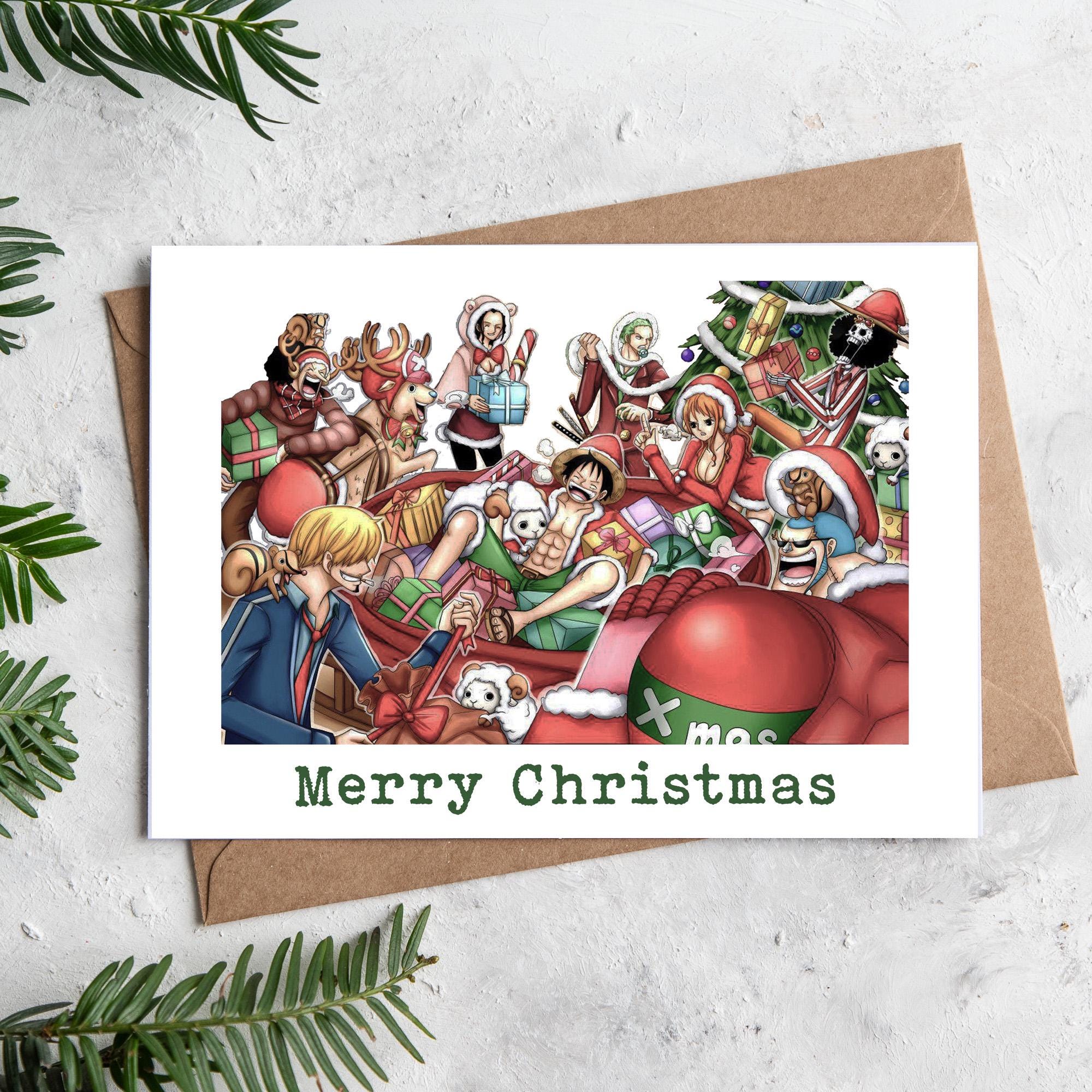 ワンピース ONE PIECE クリスマスカード Christmas card One Piece Inspired Christmas Card 5x7 Inch Personalised Anime