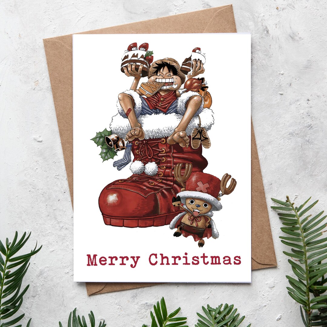 ワンピース ONE PIECE クリスマスカード Christmas card One Piece Inspired Christmas Card 5x7 Inch Personalised Anime