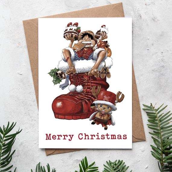 One Piece Inspired Christmas Card 5x7 Inch Personalised Anime