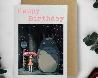 My Neighbor Totoro Studio Ghibli Hayao Miyazaki Japanese animation Animated film Fantasy Adventure Childhood Nature Inspired Birthday Card