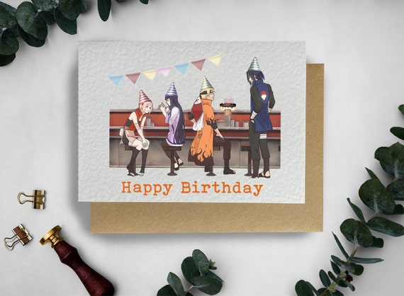 Naruto Birthday Card – Anime-Inspired Greeting with Sasuke & Kakashi – Handmade Ninja Gift for Fans
