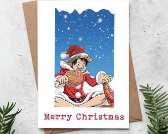 One Piece Inspired Christmas Card 5x7 Inch Personalised Anime
