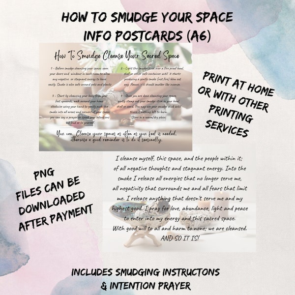 How To Smudge Cleanse Your Sacred Space Info Postcard (A6)