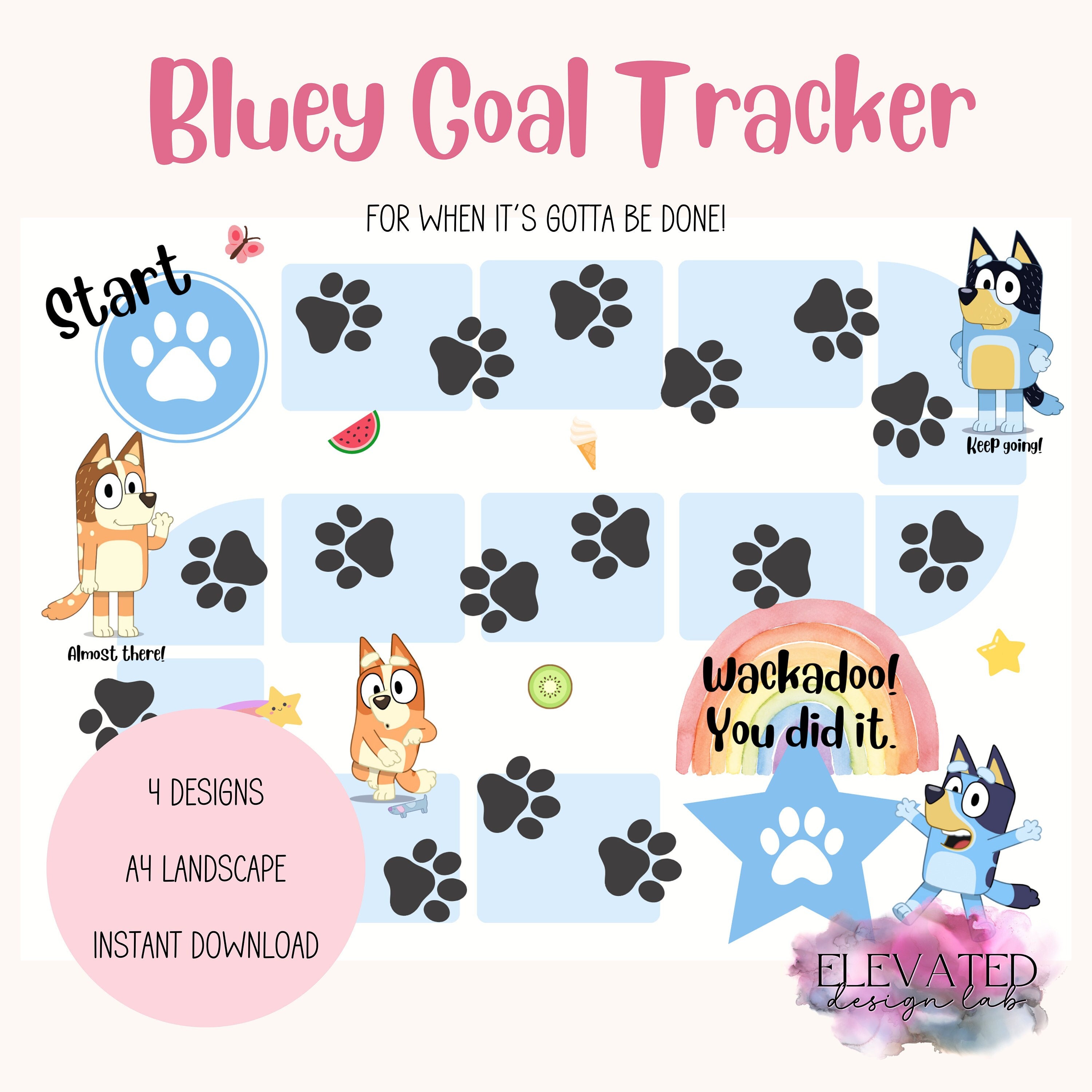 Bluey & Friends Goal Tracker Template Help Your Children Set Goals ...
