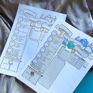D&amp;D Character Sheet Custom Character Sheets Printable in Black and ...
