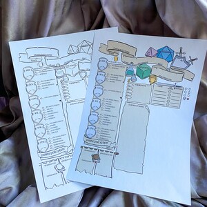 D&amp;D Character Sheet Custom Character Sheets Printable in Black and ...