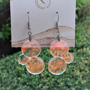 Fun Iridescent soap bubble earrings - unique color shift effect - handmade item. Different earring styles available! Gold, hoops or posts