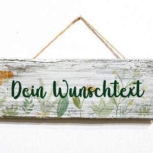 Holzschild mit Wunschtext Hintergrund mit Blumen gelb und grün Shabby Chic Maße: 30 x 11 cm Zum Aufstellen oder Aufhängen Bild 4