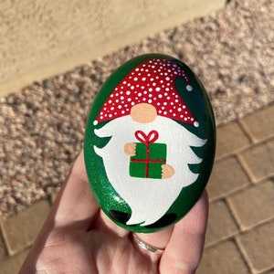 Christmas Gnome Painted Rock | Christmas, Holidays, Cute Gnomes, Gift