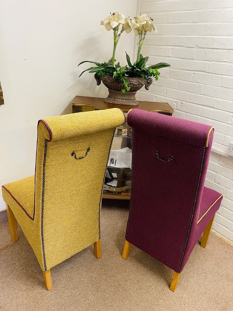 4 Furniture Village Dining Chairs Newly Reupholstered in Tweed