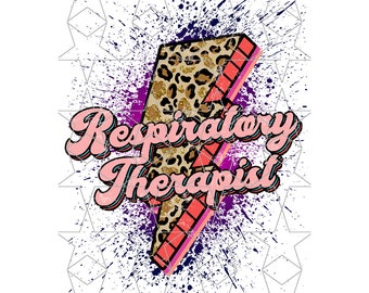 Respiratory Therapist Cheetah Lightning Bolt Png Therapist Leopard Bold Png Sublimation PNG Retro Png Distressed Png Digital Download