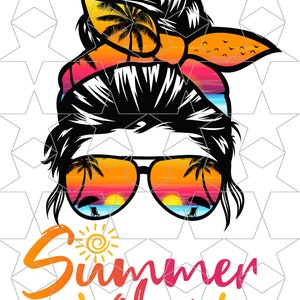 Summer Vibes Mama png, Beach Mom png, Messy Bun png, Sunset png, Summer png, Vacation png, Mom Life png