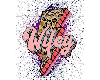 Wifey Lightning Bolt Png Wifey Leopard Bold Png Sublimation PNG Retro Wifey Png Distressed Png Digital Download