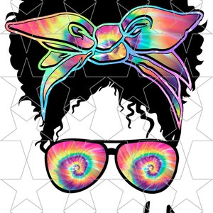 TIE DYE Print Mom Life Mom Messy Bun Hair Sunglasses Print Headband Mom Life PNG Sublimation Digital Download