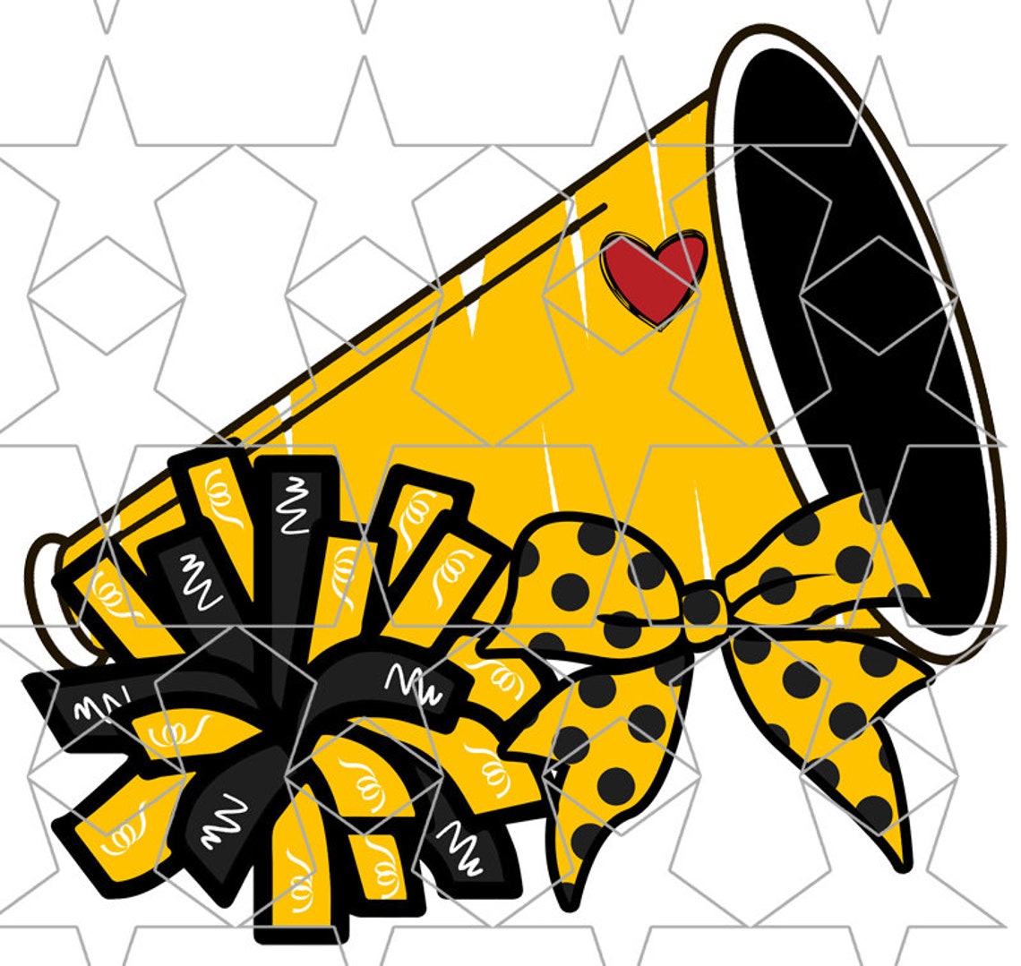 Black Yellow Cheer Megaphone PNG Cheerleading Design Png Pom - Etsy