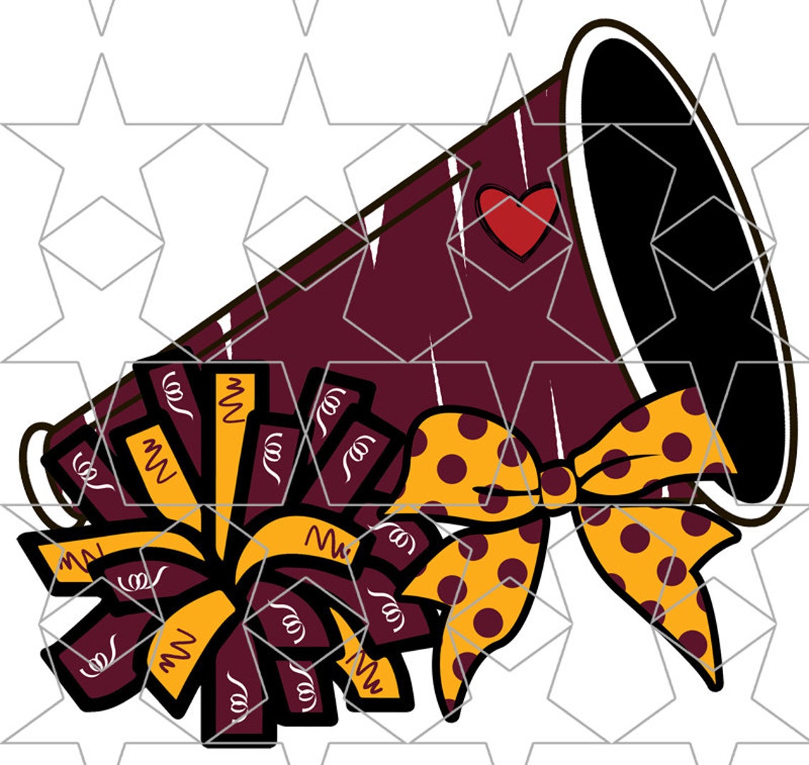 Maroon Yellow Cheer Megaphone PNG Cheerleading Design Png Pom - Etsy
