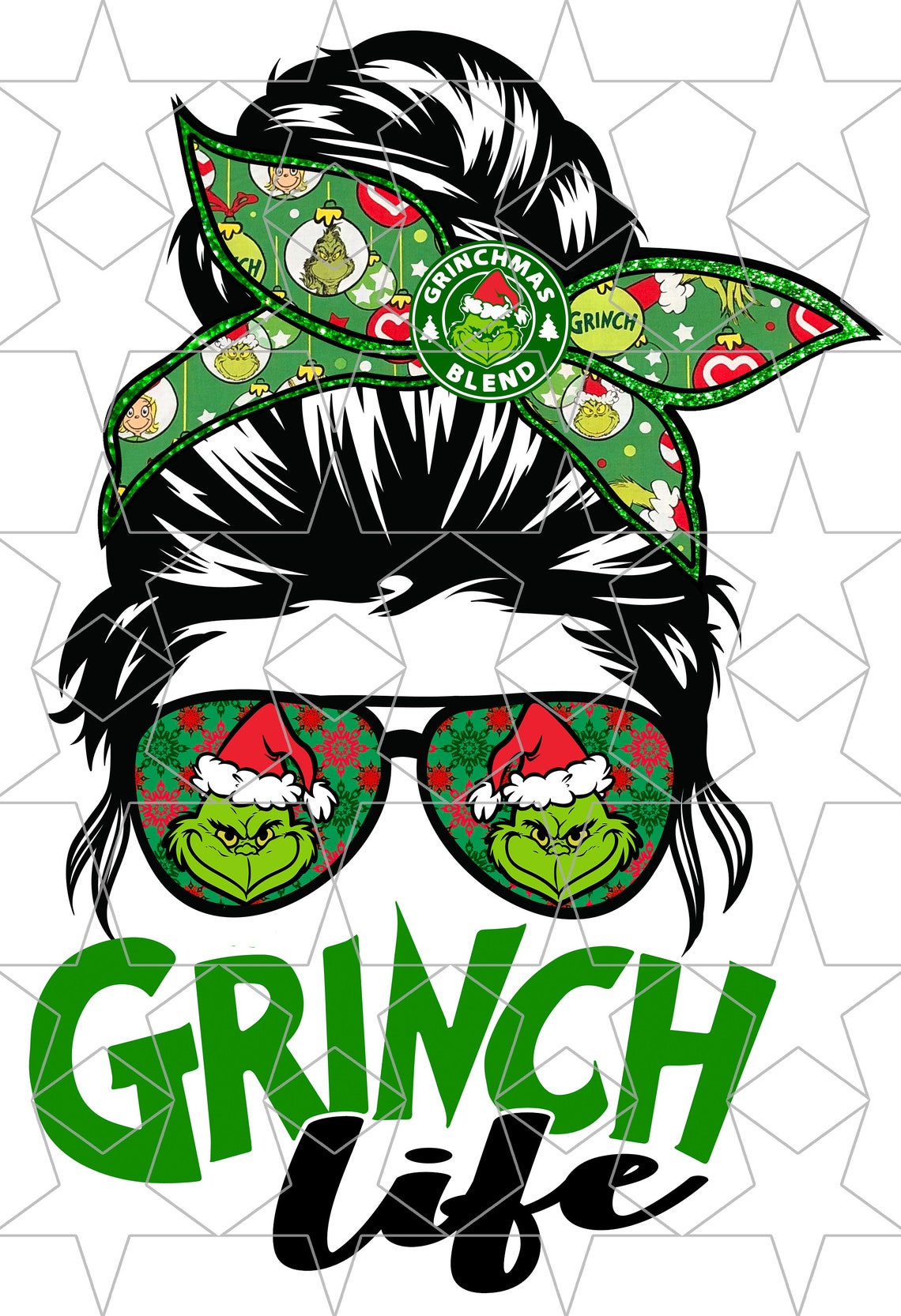 Grinch Life Mama Png Christmas Mom Png Messy Bun Png Merry | Etsy