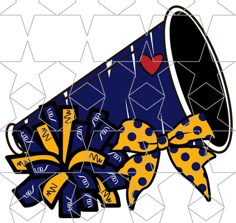 Blue Yellow Cheer Megaphone PNG Cheerleading Design Png Pom Etsy