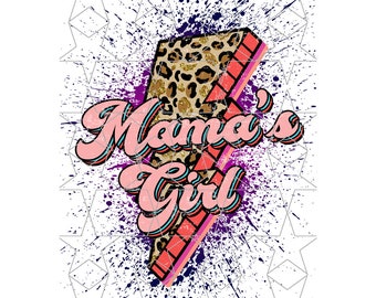 Mama's Girl Cheetah Lightning Bolt Png Mama's Girl Leopard Bold Png Sublimation PNG Retro Mama's Girl Png Distressed Png Digital Download