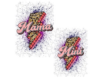 Mama Mini Cheetah Lightning Bolt Png Mama Mini Leopard Bold Png Sublimation PNG Retro Lunch Mama Png Distressed Mama Png Digital Download