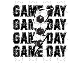 Día del juego fútbol Rayo Png Sublimación PNG Fútbol retro Fútbol angustiado Png Deportes png Descarga digital