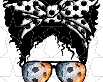 Soccer Mom Sublimation Design Téléchargements PNG Mom Messy Bun Hair Lunettes de soleil Bandeau Maman Vie PNG
