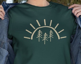 Pine Tree Sun Sweater | Sunrise Camping Outdoor Nature Sweater