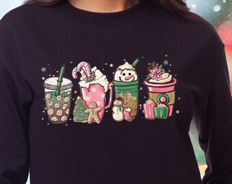 Pink Latte Sweater | Christmas Sweater, Comfort Color, Coffee Lover Gift, Christmas Funny Sweater