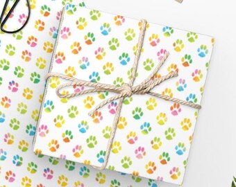 Carta da imballaggio stampa zampa / Carta da imballaggio per cani / Regalo per cani, Confezione regalo regalo, Carta da imballaggio natalizia, Carta da imballaggio per le vacanze