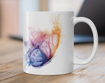 Butterfly Watercolor Mug | Coffee Cup | World is my Canvas | Ceramic Mug 11oz