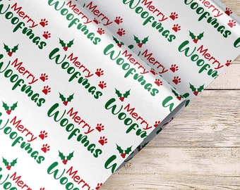Merry Woofmas Wrapping Paper | Luxury Gift Wrap | Christmas Gift Wrap | Holiday Gift Wrap | Dog Love Wrapping Paper