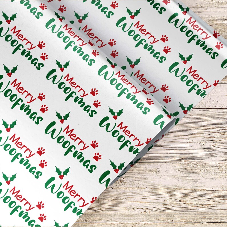 Merry Woofmas Wrapping Paper Luxury Gift Wrap Christmas image 1