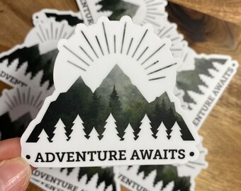 Adventure Awaits Sticker | Nature Exploration, Mountains Sticker
