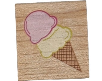 Double Scoop Ice Cream Stamp, Wood Mounted Rubber Stamp by Stampabilities , 1.75 inch, Paper Crafts, Kid's Crafts, Scrapbooking, Cardmaking
