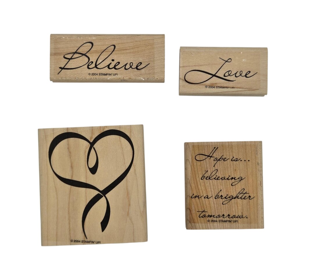 Stampin' up 2004 Wood Mounted Rubber Stamp Set, "hope Is" Breast Cancer ...