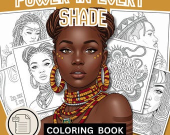 Frauen Ausmalbilder | 45 Seite druckbare Kunst & Zitate | Melanin Selbstpflege PDF | Entspannungstherapie