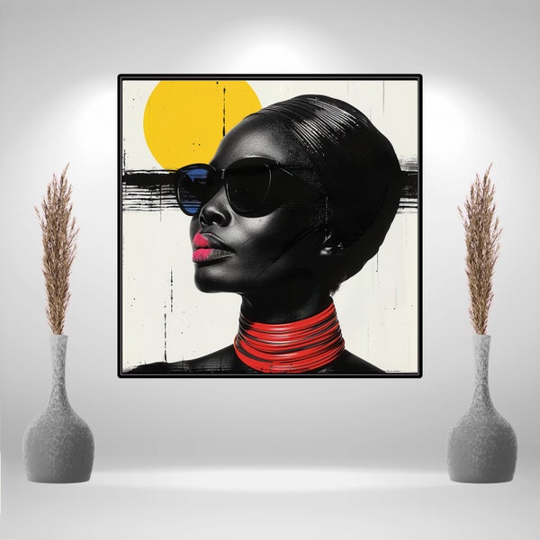 Black Women Wall Art | Printable Art | Abstract Art | Home Decor | Sunlit Sophistication | Ai Digital Art | Versatile Art | Artwork Print