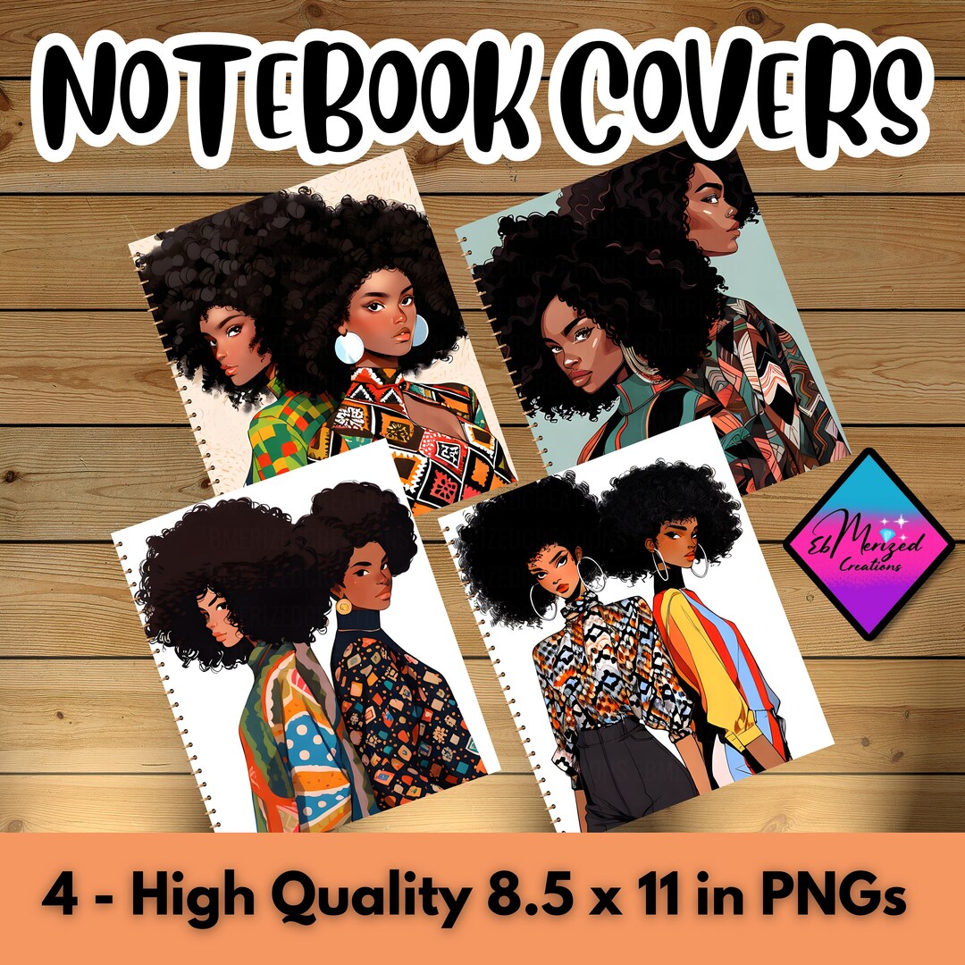 Printable Notebook Covers Bundle 4 Highres Designs PNG Files