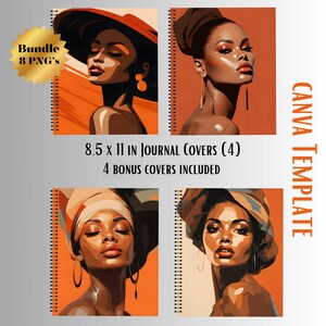 Journal Cover Bundle | Small Business Commercial License | Canva Template | Self Love Clip Art | High-Res PNG File | Midjourney Art |