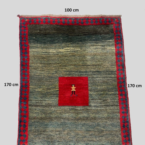 Tapis Indien rouge et bleu 100% fait mains