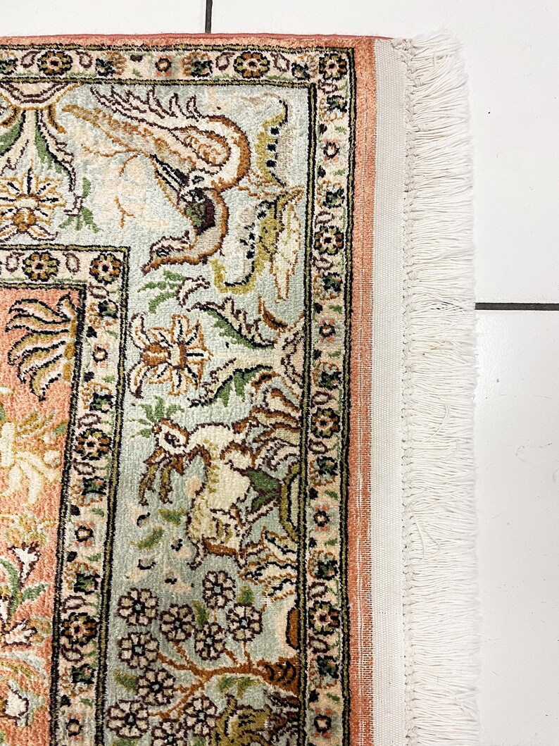 Indian Kashmir Carpet in Silk and Cotton HANDMADE Etsy