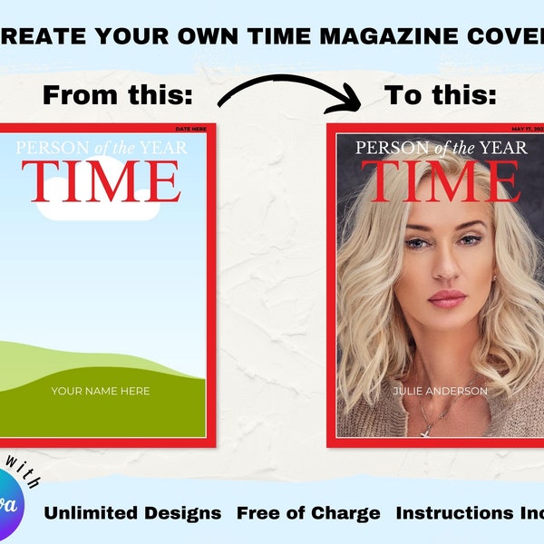 TIME MAGAZINE COVER Smart Mockup to fill with Photo/Video/Design on Canva, Easy Drag &Drop, Editable Frame, Canva Template, Digital Download