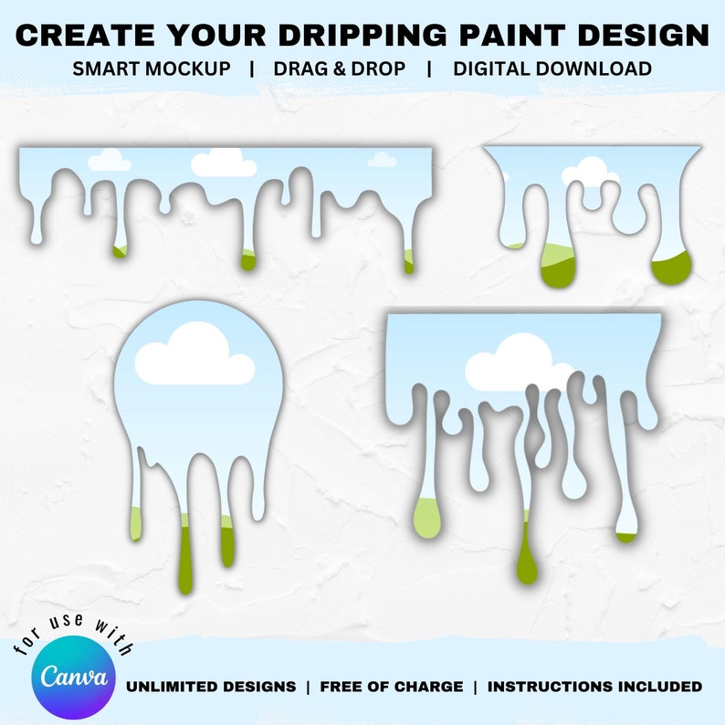 Dripping Paint Canva Mockup Bundle: Drag & Drop Photo/video Frame ...