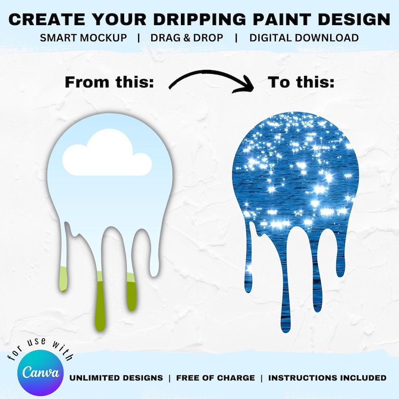 Dripping Paint Canva Mockup Bundle: Drag & Drop Photo/video Frame ...