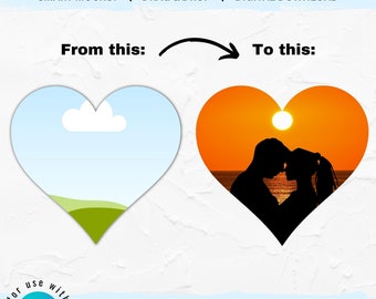 Maqueta de foto/video de corazón: Plantilla de Canva de arrastrar y soltar (descarga digital)