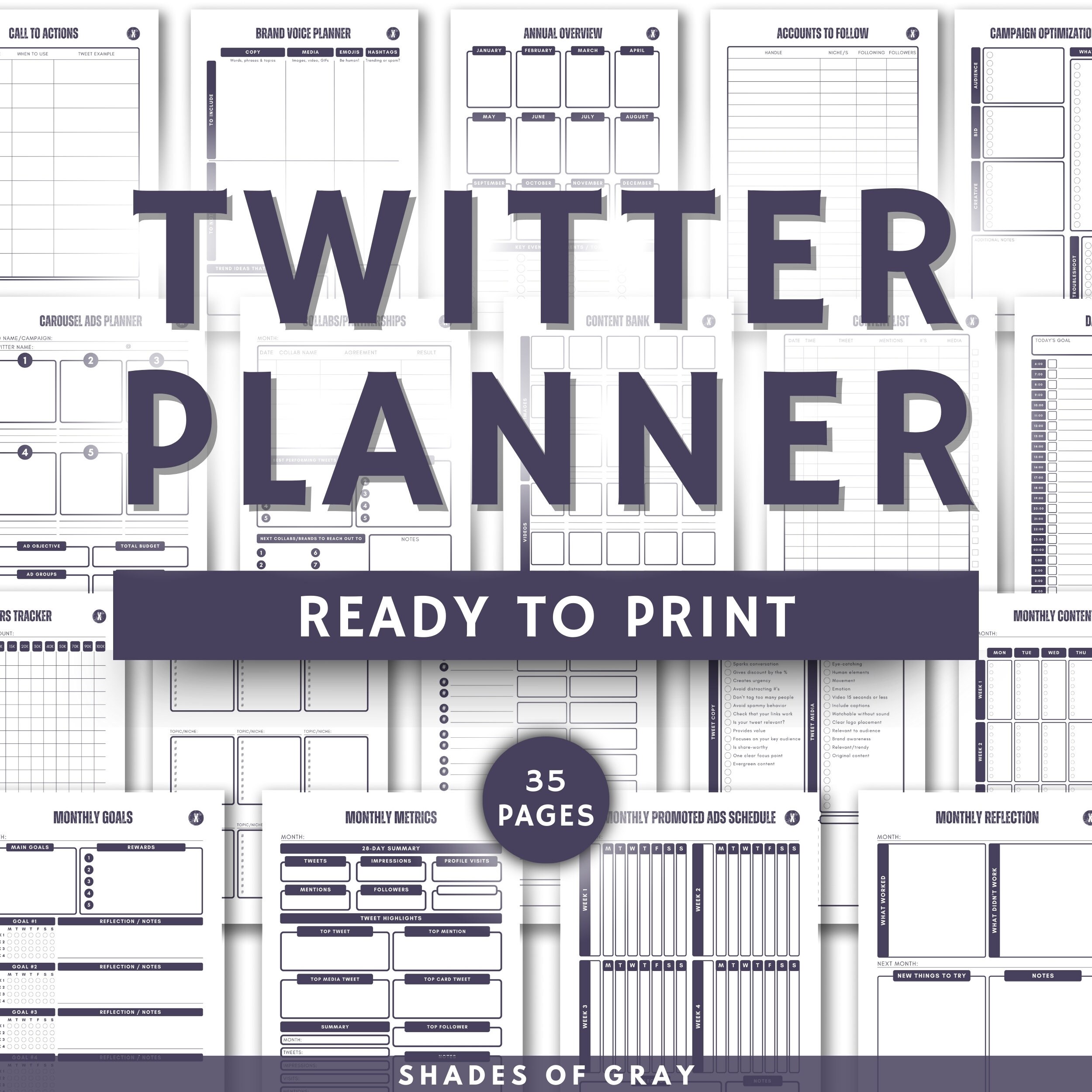 Twitter X Planner, Twitter X Content Planner Printable PDF, Social Media Planner Template, Twitter Marketing Planner, Twitter X Planner PDF