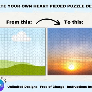 Heart Pieced Puzzle Mockup: Drag & Drop Photo/Video Design (Digital Download)