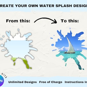 Canvaで写真/動画/デザインを自由に配置できるWATER SPLASH SMARTモックアップ。ドラッグ＆ドロップで簡単操作。商用利用可。フレーム編集可能。デジタルダウンロードも可能。