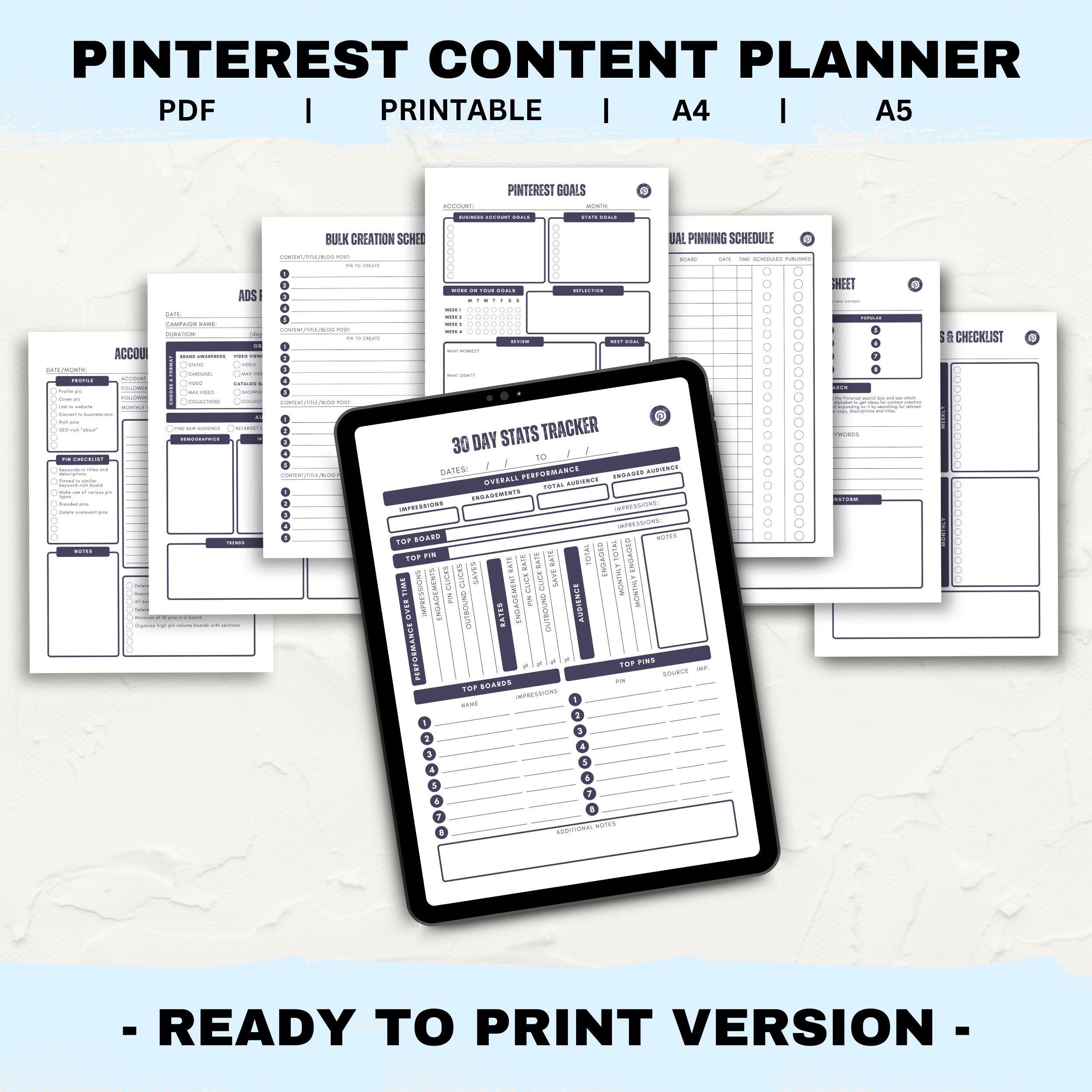 Pinterest Planner, Pinterest Content Planner Printable PDF, Social ...